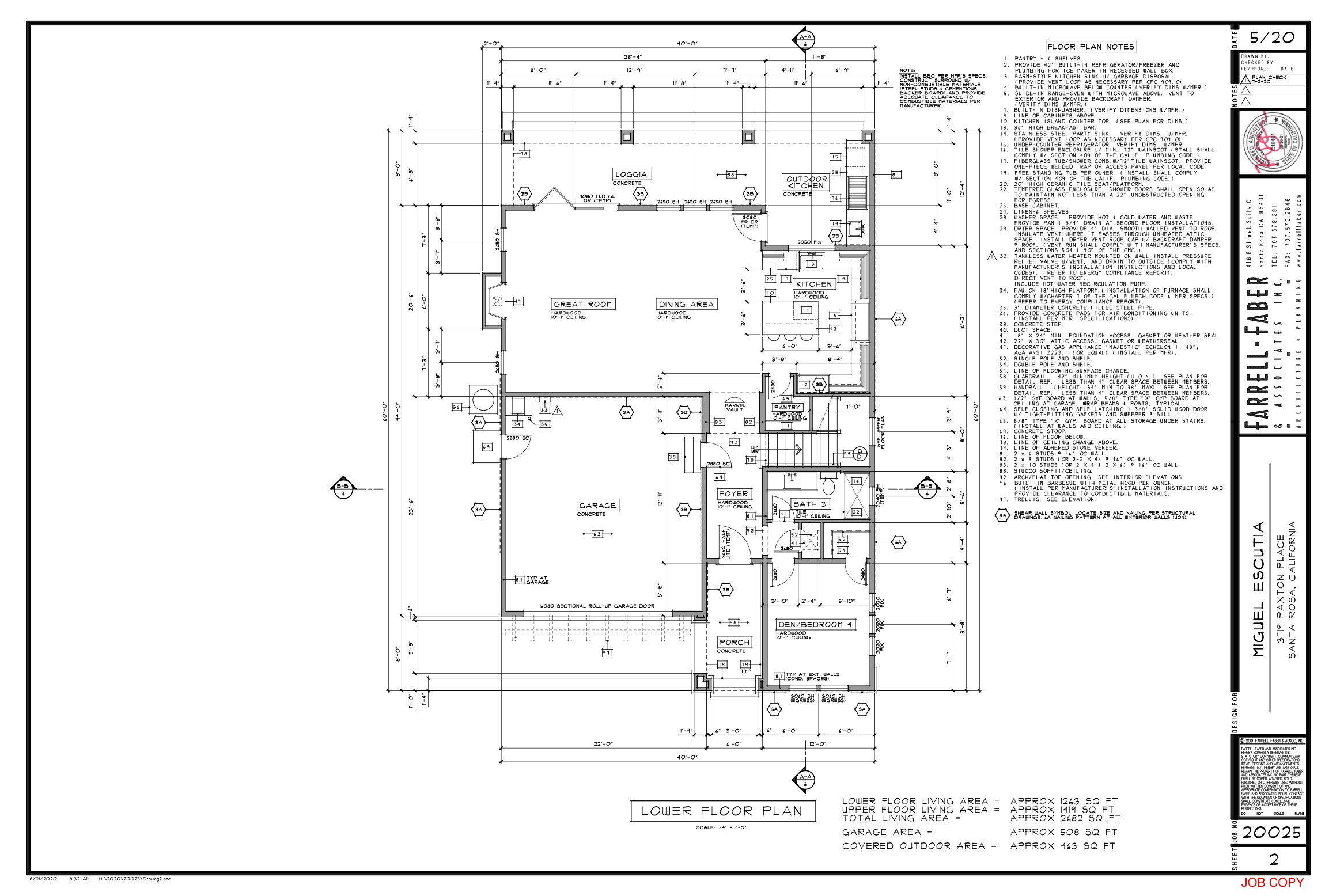 Architectural lower floor plan for 3719 Paxton Place